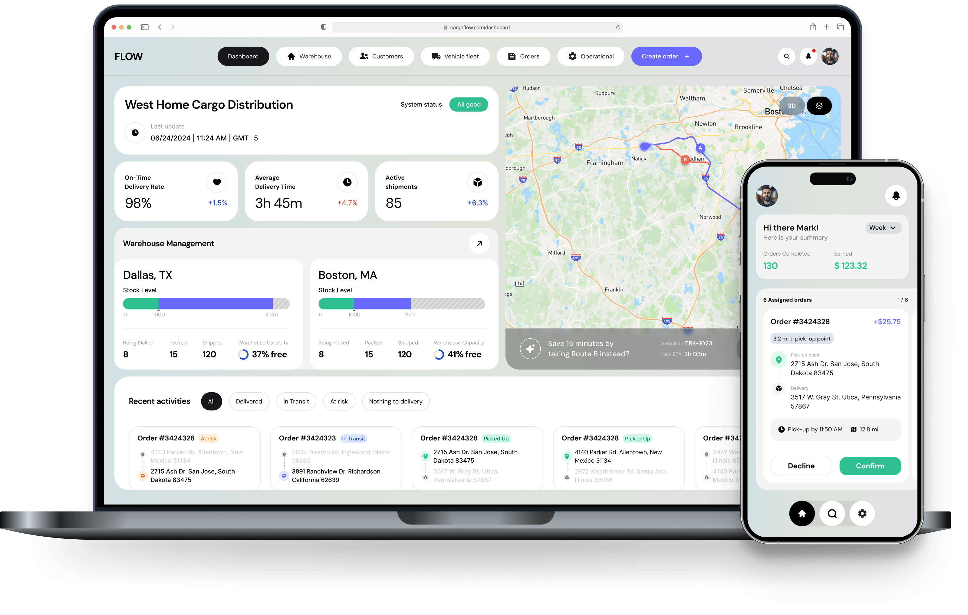 Logistics platform dashboard